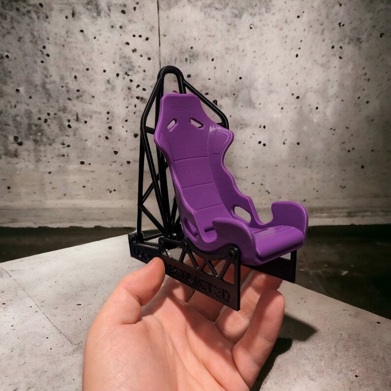 Phone Holder Racing Seat, Recaro Style, Motorsport Desk Accessory for Car Enthusiasts, Universal Smartphone Stand, Racer Gift, 3D Printed