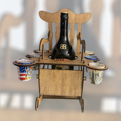 Chair drink stand,  6 cup holders on the sides of the chair comes with 6 cups FREE!