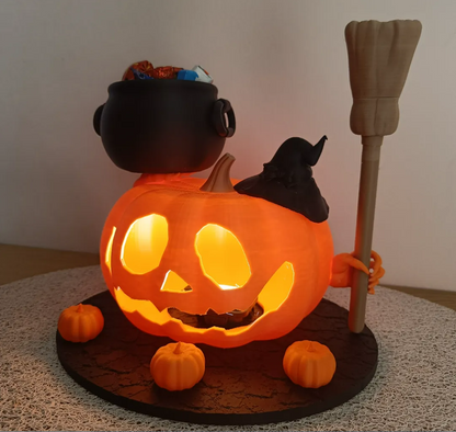 Halloween Pumpkin & Ghost Stand – Perfect for Candy or Décor-Tabletop Centerpiece