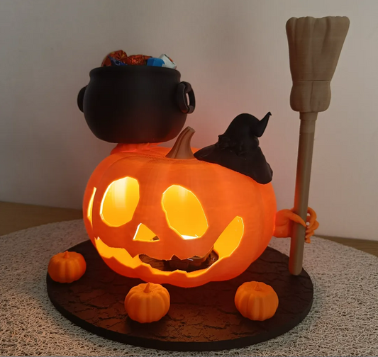 Halloween Pumpkin & Ghost Stand – Perfect for Candy or Décor-Tabletop Centerpiece