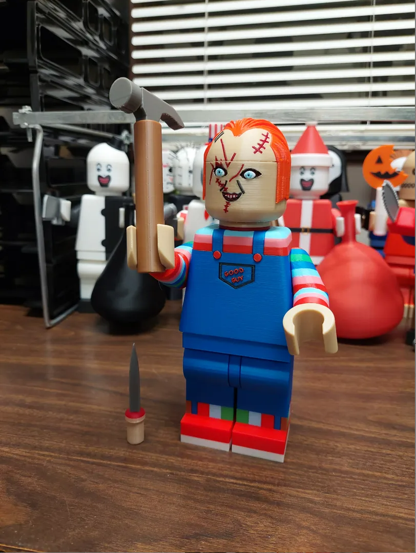 Big Brick chucky come with knife, hamer and stand