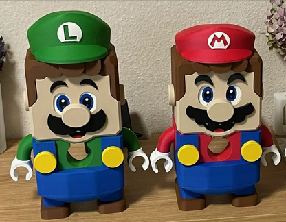 Luigi tissue box holder dispenser, desk decoration, weighted with posable arms, HUGE at over 13 inches tall, custom 3D printed, gloves