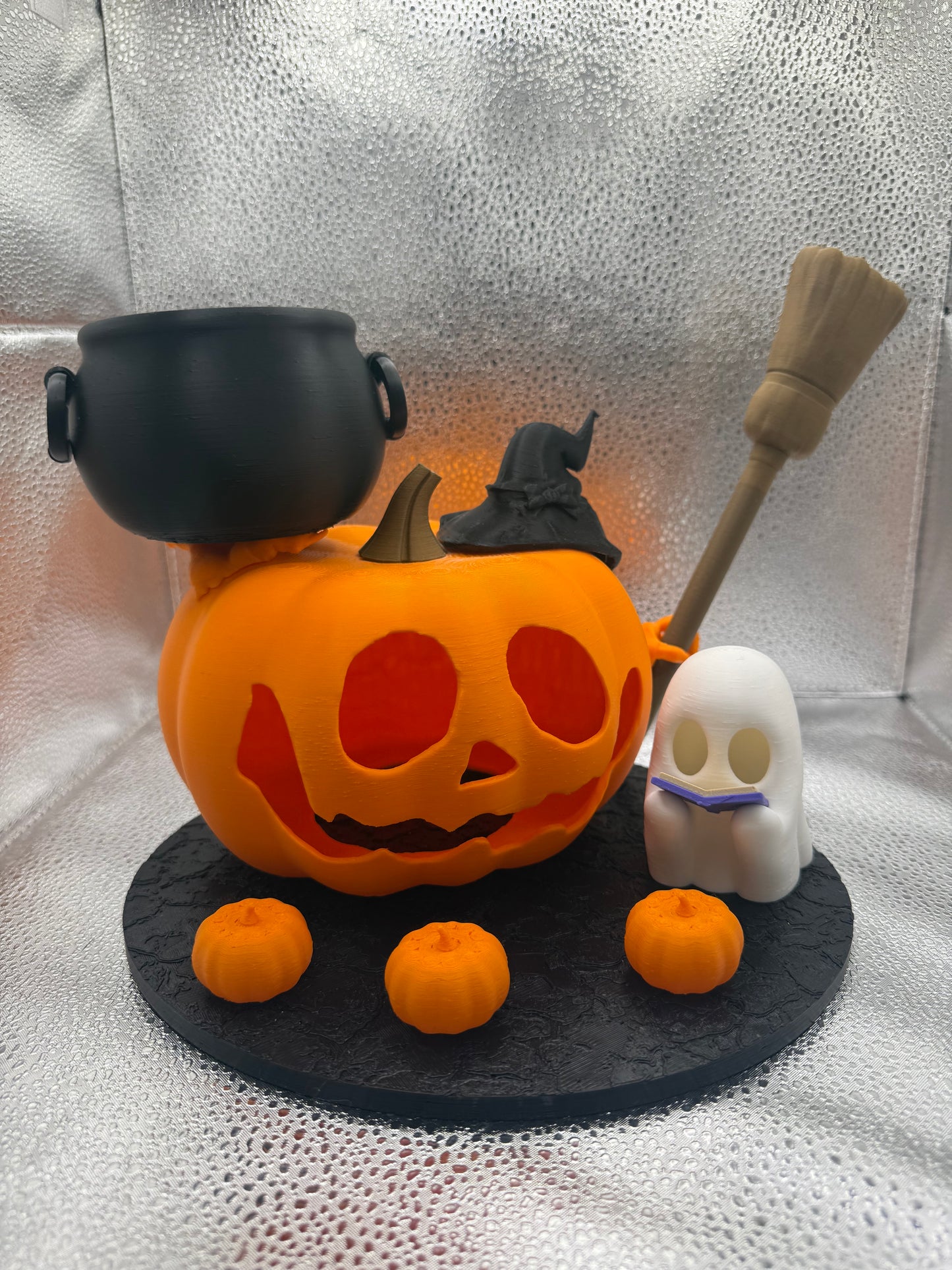 Halloween Pumpkin & Ghost Stand – Perfect for Candy or Décor-Tabletop Centerpiece