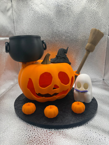 Halloween Pumpkin & Ghost Stand – Perfect for Candy or Décor-Tabletop Centerpiece