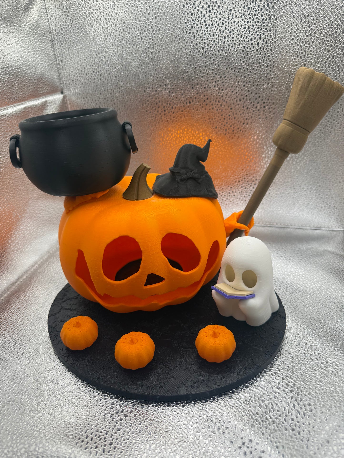 Halloween Pumpkin & Ghost Stand – Perfect for Candy or Décor-Tabletop Centerpiece