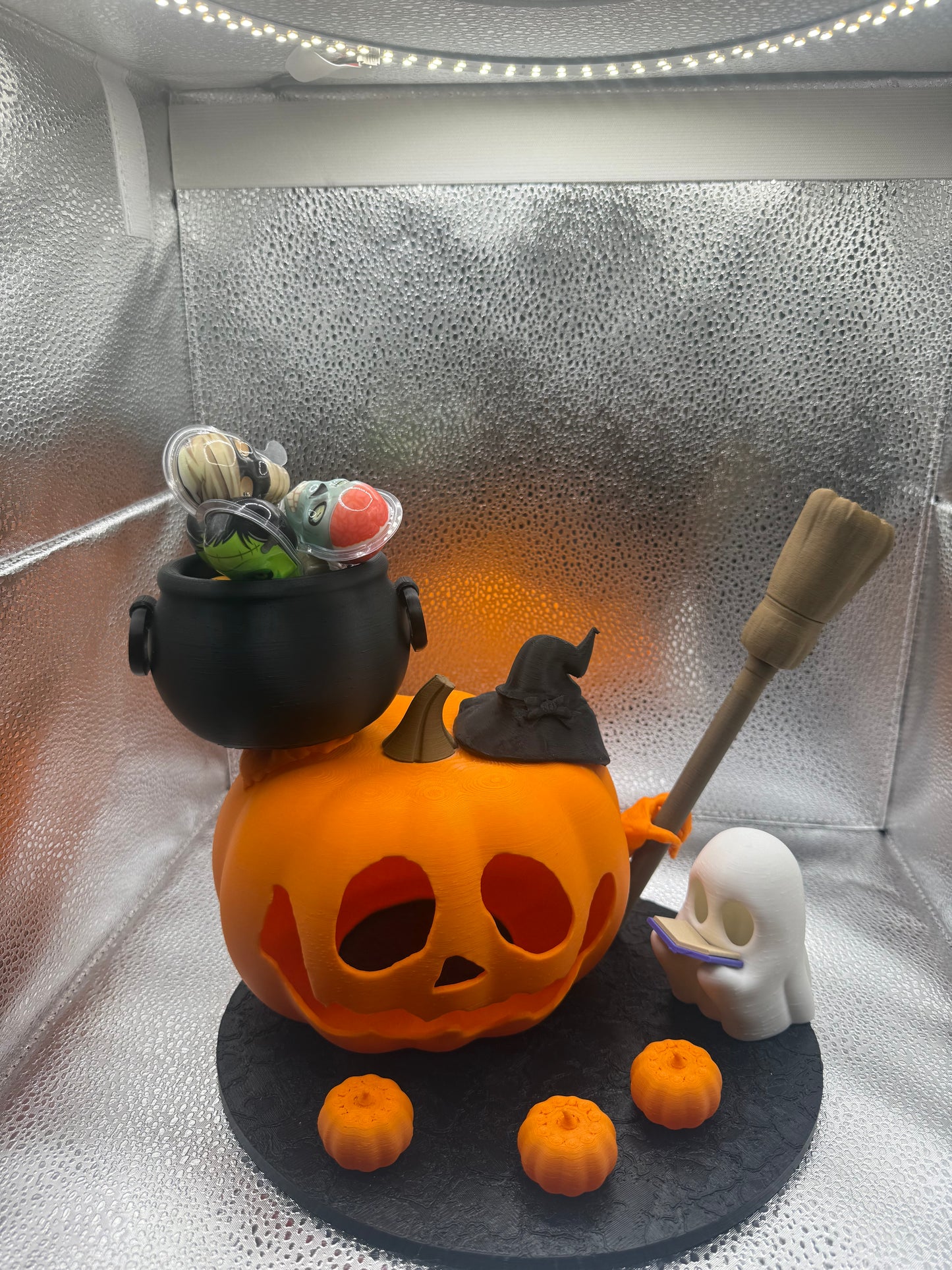 Halloween Pumpkin & Ghost Stand – Perfect for Candy or Décor-Tabletop Centerpiece