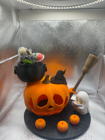 Halloween Pumpkin & Ghost Stand – Perfect for Candy or Décor-Tabletop Centerpiece