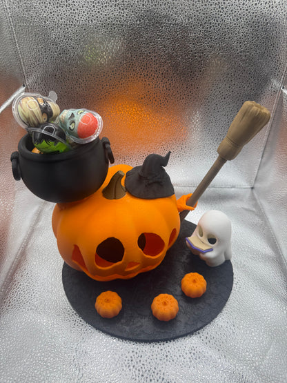 Halloween Pumpkin & Ghost Stand – Perfect for Candy or Décor-Tabletop Centerpiece