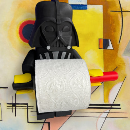 Darth Vather toilet paper holder comes with a shower suction cup hook and a Star Wars sign. "No, I am your father"