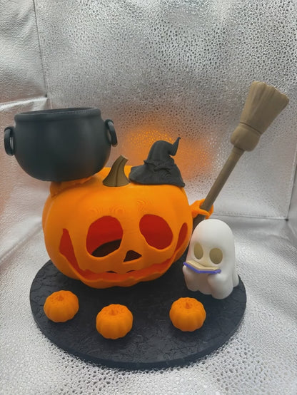 Halloween Pumpkin & Ghost Stand – Perfect for Candy or Décor-Tabletop Centerpiece